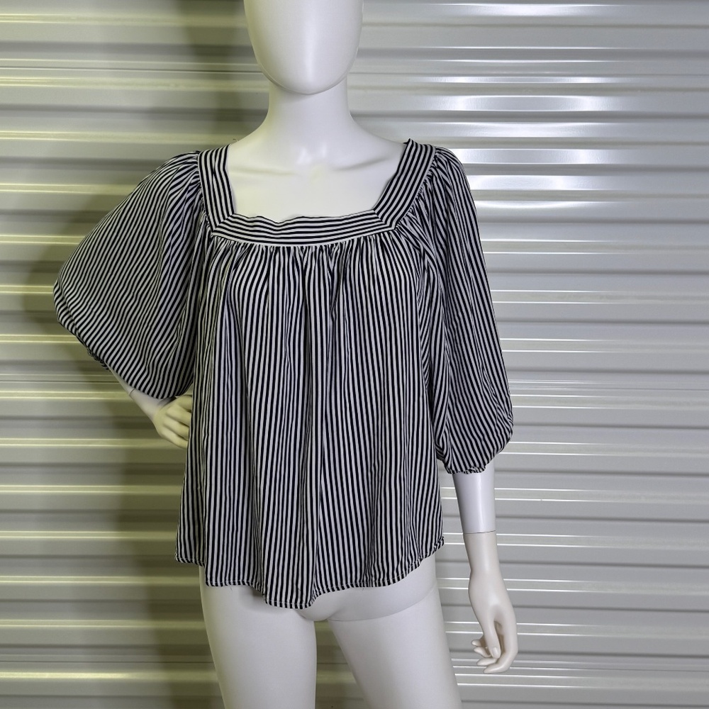 Andree By Unit Wm L Blk/Wht Striped Tie 3/4 Ballo… - image 2